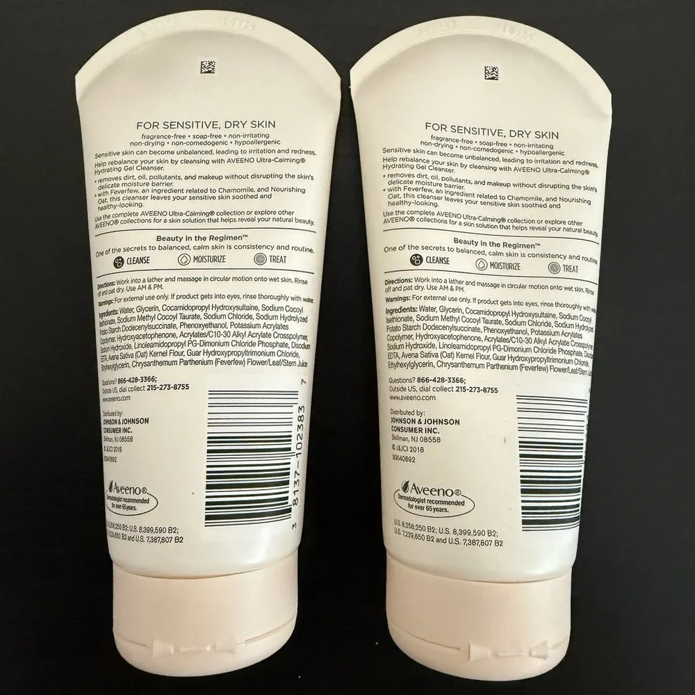 Aveeno Sensitive Skin Ultra Calming Hydrating Gel Cleanser 5oz Discontinued 2 Pk